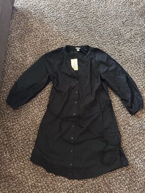 A New Day Black Button-Front Shirt Dress-XS